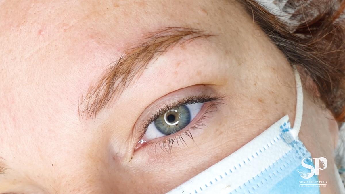 Sopracciglia iperrealistiche realizzate con il truccopermanente, seduta periodica di ritocco